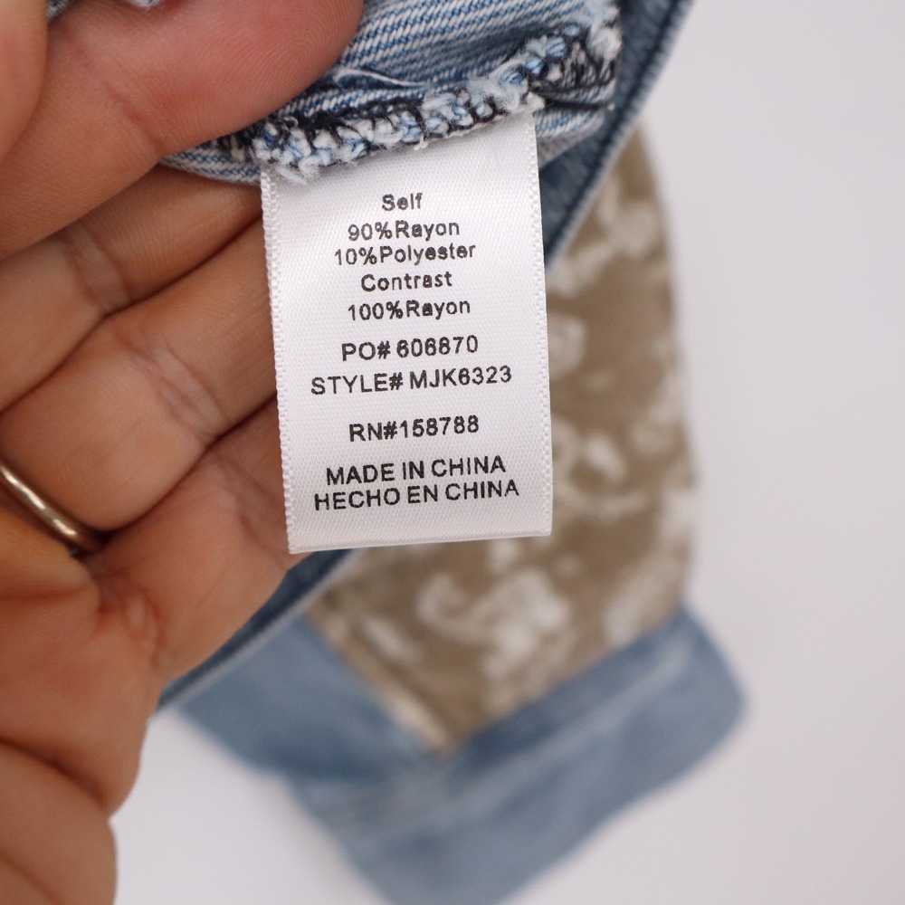 MABLE Jacket Women's S Blue Tan Paisley Mixed Media Denim Excellent - Picture 3 of 5